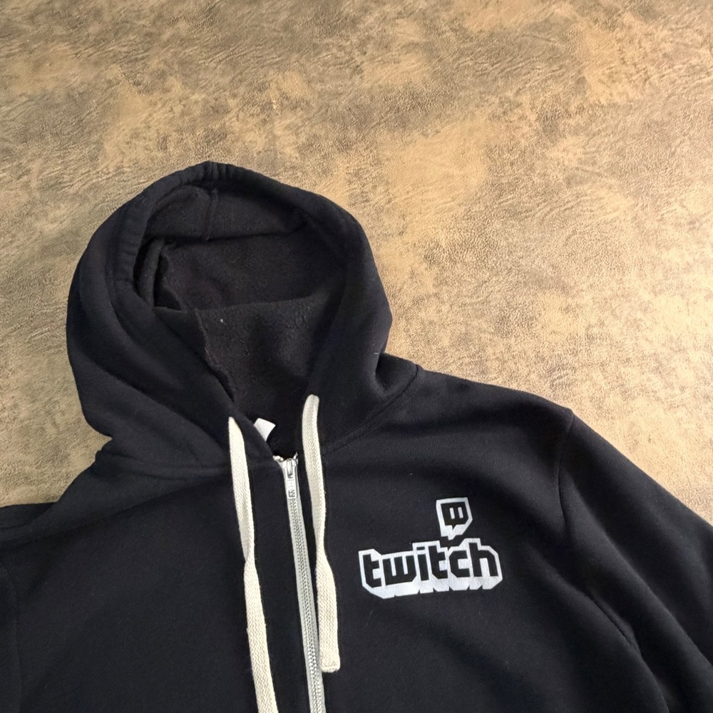 Twitch Zip Up Hoodie Mens Large Black Bella Canvas‎ Gaming Streamer Sweatshirt